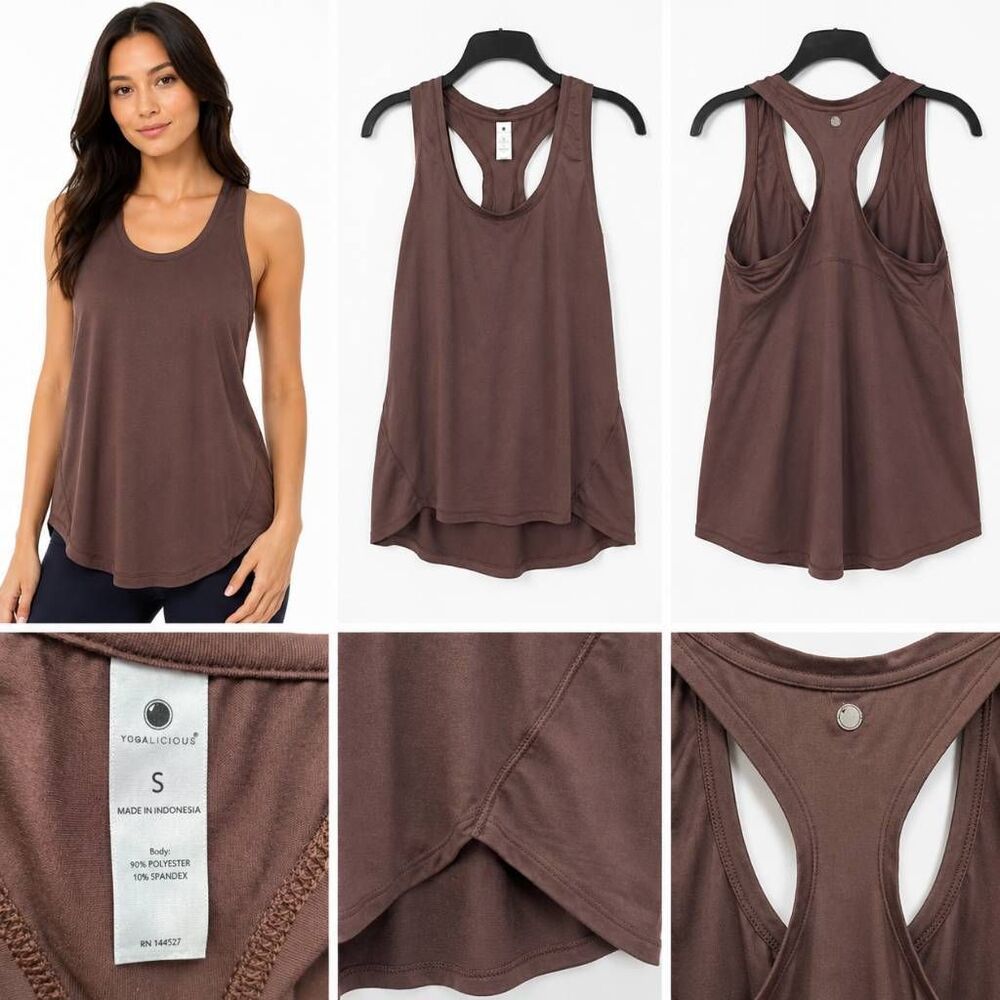 Yogalicious Brown Racerback Tank Small